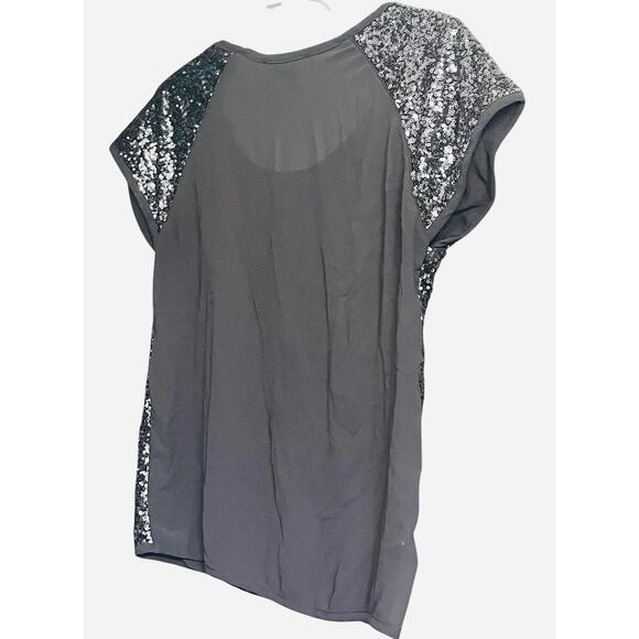 FOREVER 21 CAP SLEEVE PULL-OVER SCOOP NECKLINE BLOUSE, M, SMOKEY GREY - SEQUENCE - Picture 7 of 10